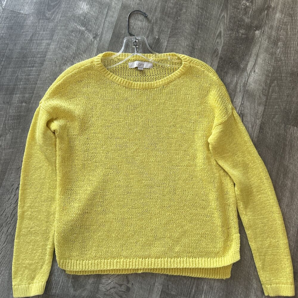 LOFT Sunny Yellow Knit Crew Neck Sweater